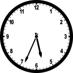 Round clock with numbers showing time 5:34