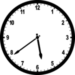 Round clock with numbers showing time 5:39