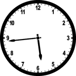 Round clock with numbers showing time 5:44