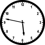 Round clock with numbers showing time 5:47