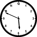 Round clock with numbers showing time 5:49