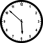 Round clock with numbers showing time 5:52
