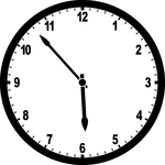 Round clock with numbers showing time 5:53