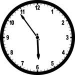 Round clock with numbers showing time 5:54