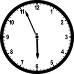Round clock with numbers showing time 5:56