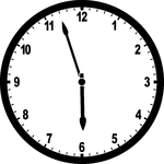Round clock with numbers showing time 5:57