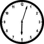 Round clock with numbers showing time 6:03