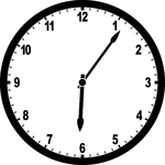 Round clock with numbers showing time 6:06