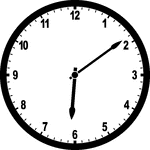 Round clock with numbers showing time 6:09
