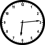 Round clock with numbers showing time 6:14