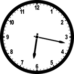 Round clock with numbers showing time 6:17
