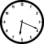 Round clock with numbers showing time 6:19