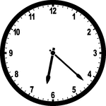 Round clock with numbers showing time 6:22