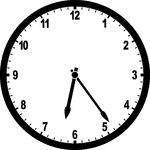 Round clock with numbers showing time 6:24