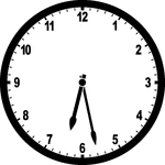Round clock with numbers showing time 6:28