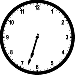 Round clock with numbers showing time 6:33