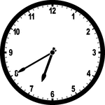 Round clock with numbers showing time 6:40