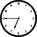 Round clock with numbers showing time 6:45