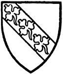 Hervey bore Gules a bend silver with three trefoils vert thereon.
