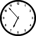 Round clock with numbers showing time 6:53