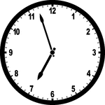 Round clock with numbers showing time 6:57