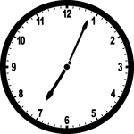 Round clock with numbers showing time 7:04