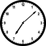 Round clock with numbers showing time 7:08