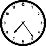 Round clock with numbers showing time 7:24
