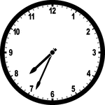 Round clock with numbers showing time 7:34