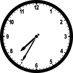 Round clock with numbers showing time 7:35