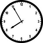 Round clock with numbers showing time 7:55
