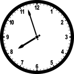 Round clock with numbers showing time 7:57