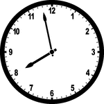 Round clock with numbers showing time 7:58