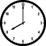 Round clock with numbers showing time 8:00