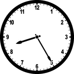 Round clock with numbers showing time 8:25