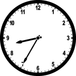 Round clock with numbers showing time 8:35