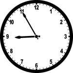 Round clock with numbers showing time 8:55