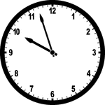 Round clock with numbers showing time 9:57
