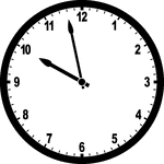 Round clock with numbers showing time 9:58
