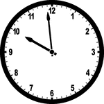 Round clock with numbers showing time 9:59