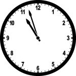 Round clock with numbers showing time 10:57
