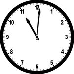 Round clock with numbers showing time 11:01
