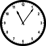 Round clock with numbers showing time 11:06