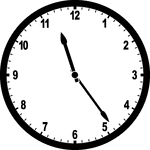 Round clock with numbers showing time 11:24