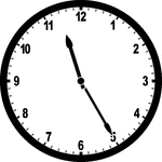 Round clock with numbers showing time 11:25