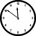 Round clock with numbers showing time 11:51
