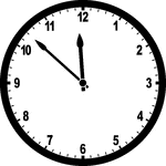 Round clock with numbers showing time 11:52