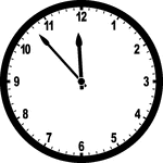 Round clock with numbers showing time 11:53