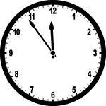 Round clock with numbers showing time 11:54