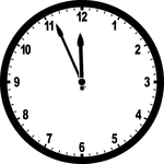 Round clock with numbers showing time 11:56